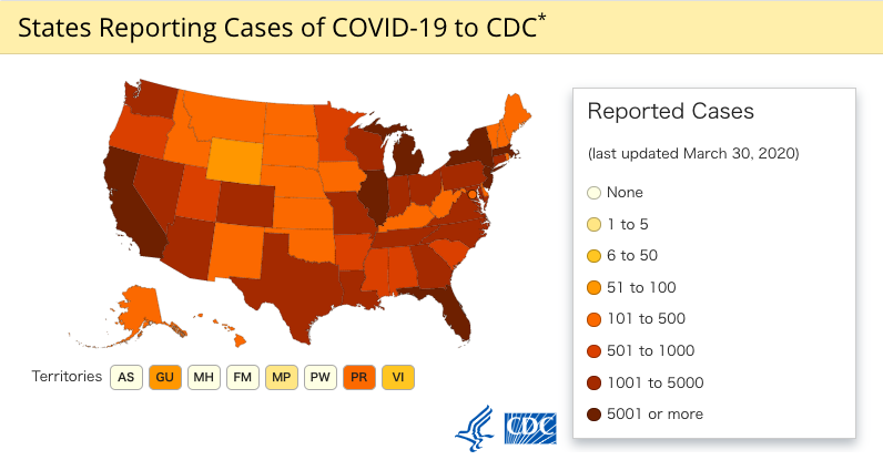 マサチューセッツ州のCOVID-19感染状況（3月31日)